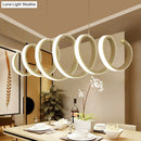 GobekUsa Sleek Spiral LED Pendant Light: Minimalistic Metal White Hanging Lamp - Warm/White Light