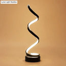 GobekUsa Sleek Spiral Ribbon Metal Table Lamp: Simplicity Black/White/Gold LED Task Lighting with Circle Pedestal in Warm/White Light