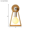 GobekUsa Sleek Wood Wall Lamp with Exposed Bulb: Rotatable Sconce for Bedside or Ideas with Trapezoid Frame