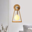 GobekUsa Sleek Wood Wall Lamp with Exposed Bulb: Rotatable Sconce for Bedside or Ideas with Trapezoid Frame