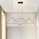 GobekUsa Sleek Zigzag Suspension LED Ceiling Lamp in Black - Minimalist Metal Light Fixture for Restaurants