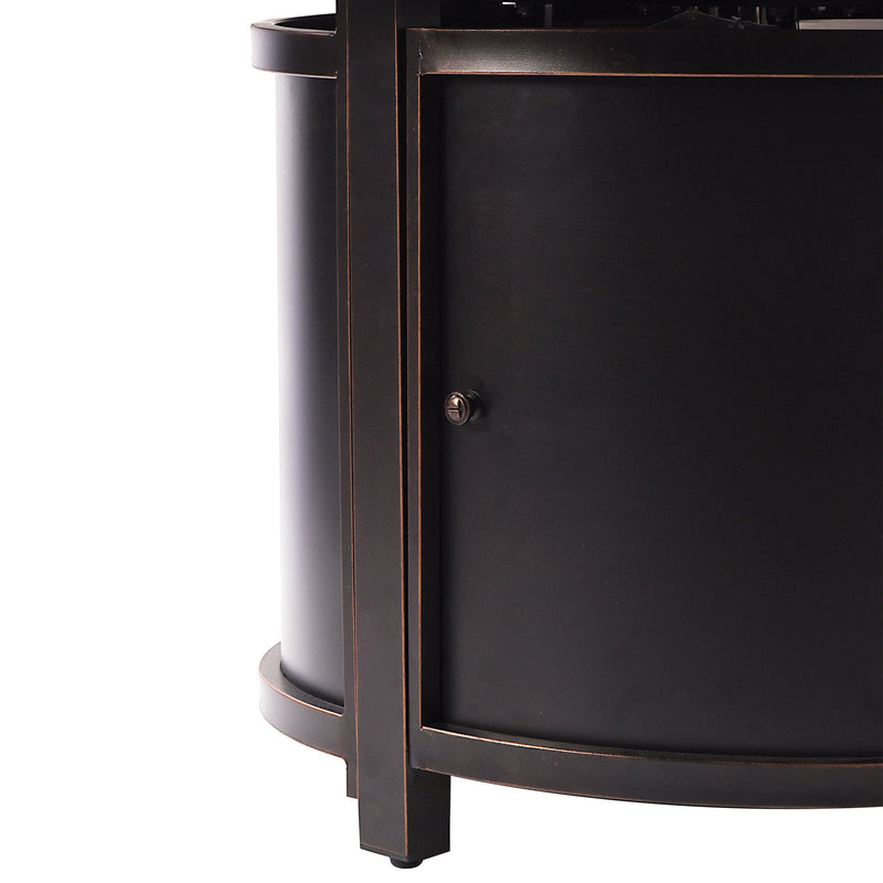 Aluminum 44-in Round Patio Fire Table Set with Swivel Rocking Chairs