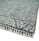 Small 2x3 Hand Knotted Ivory and Charcoal Tribal Design Wool Rug by The Rug Decor