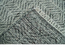 Small 2x3 Hand Knotted Ivory and Charcoal Tribal Design Wool Rug by The Rug Decor