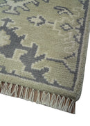 Small 2x3 Traditional Beige And Gray Hand Knotted Wool Rug