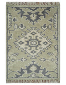 Small 2x3 Traditional Beige And Gray Hand Knotted Wool Rug