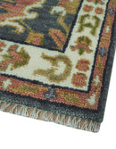 Small 3x5 Green And Gray Hand Knotted Wool Rug