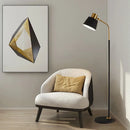 GobekUsa Small Barrel Black Floor Lamp with Modernist Metallic Stand – Ideal for Bedroom Lighting