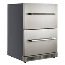 Small Double Drawer Stainless Steel Built-In Undercounter Beverage Refrigerator, 5.1 Cu.Ft. (SAK50273)