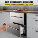Small Double Drawer Stainless Steel Built-In Undercounter Beverage Refrigerator, 5.1 Cu.Ft. (SAK50273)