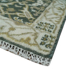 Small Entryway 2x3 Gray, Ivory and Beige Hand Knotted Oriental Oushak Wool Area Rug by The Rug Decor