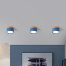 GobekUsa Small Macaron Metal Flush Mount Ceiling Light for Kitchen Bar - Yellow/Blue/Black & Wood