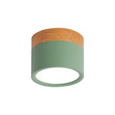 GobekUsa Small Macaron Metal Flush Mount Ceiling Light for Kitchen Bar - Yellow/Blue/Black & Wood