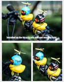 Small Yellow Bike Duck Bicycle Bell Luminous Airscrew Helmet Duck Ducky Bicycle Wind Motor Riding Cycling Lights Horn Rubber Duck Toy Car Ornaments Yellow Duck Car Dashboard Decorations Squeeze Duck Bicycle Horns With Propeller Helmet