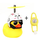 Small Yellow Bike Duck Bicycle Bell Luminous Airscrew Helmet Duck Ducky Bicycle Wind Motor Riding Cycling Lights Horn Rubber Duck Toy Car Ornaments Yellow Duck Car Dashboard Decorations Squeeze Duck Bicycle Horns With Propeller Helmet