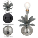 13.5"H Antique Silver Floral Battery Powered Lamp by JHY DESIGN