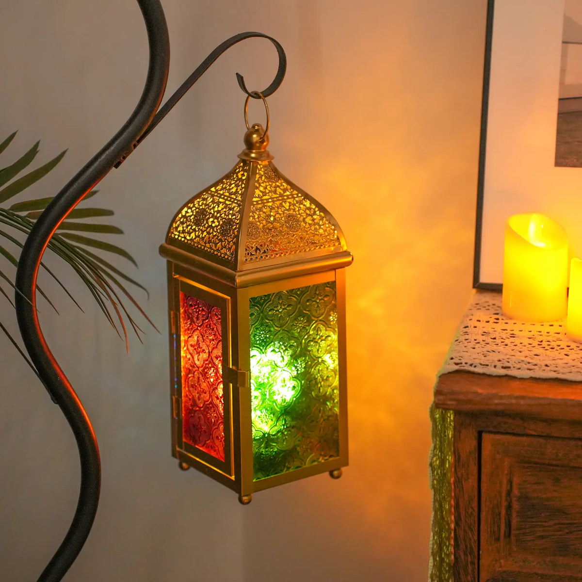 12'' Gold Moroccan Candle Lantern, photo 3 of 6