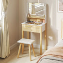 Small Vanity Desk Set with Adjustable LED Lighted Mirror and Power Outlets-White by LJGDeals