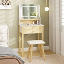 Small Vanity Desk Set with Adjustable LED Lighted Mirror and Power Outlets-White by LJGDeals