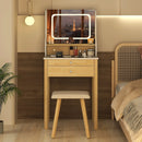 Small Vanity Desk Set with Adjustable LED Lighted Mirror and Power Outlets-White by LJGDeals