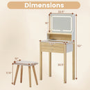 Small Vanity Desk Set with Adjustable LED Lighted Mirror and Power Outlets-White by LJGDeals