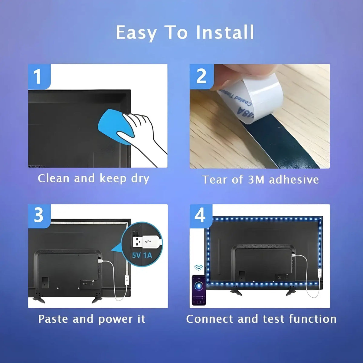 Smart LED Lights Bluetooth RGB Strip with Remote Control, photo 9 of 11