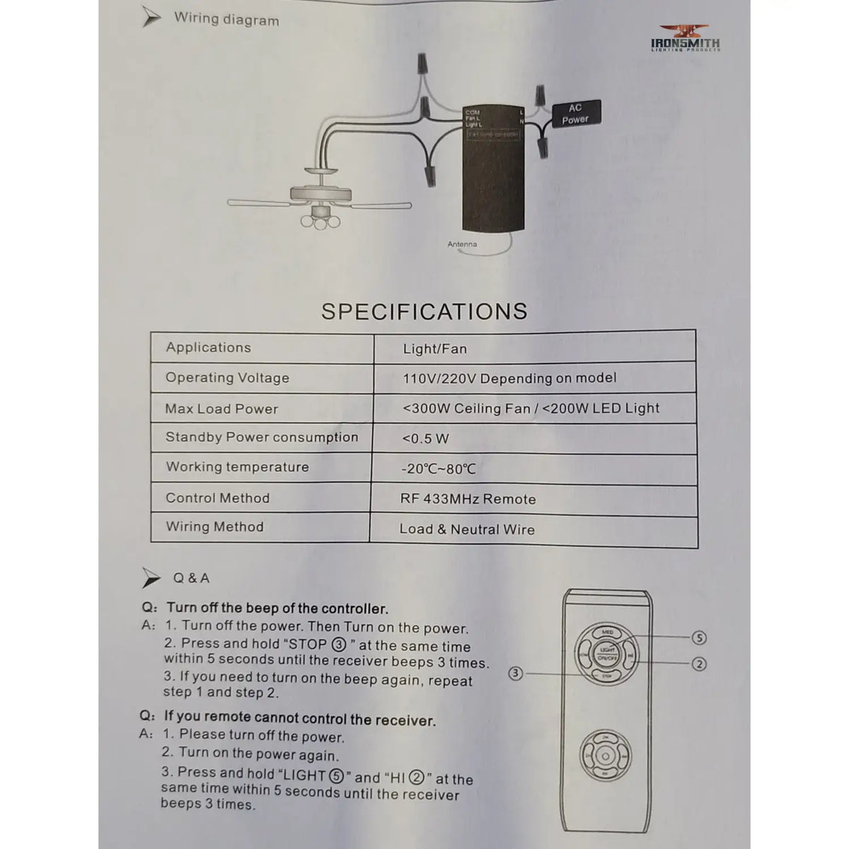 Smart Wifi Enabled 3-in-1 Universal Ceiling Fan Remote Control Kit, photo 5 of 5