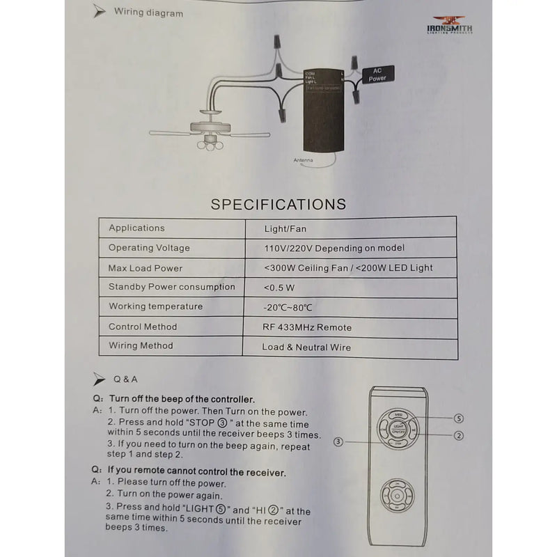 Smart Wifi Enabled 3-in-1 Universal Ceiling Fan Remote Control Kit, photo 5 of 5