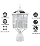 SmartYard LED Cast Aluminum Solar Post Light Fixture with 3-Inch Fitter Base for Outdoor Garden Post Pole Mount