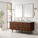 James Martin Amberly 72" Dual Mount Double Bathroom Vanity, Mid-Century Walnut