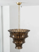 Smoke Gray Calyra Tiered Glass Chandelier