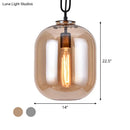 GobekUsa Smoke Gray/Cognac Glass Industrial Ceiling Pendant Lamp - 1 Head, 10"/14" Wide