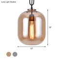GobekUsa Smoke Gray/Cognac Glass Industrial Ceiling Pendant Lamp - 1 Head, 10"/14" Wide
