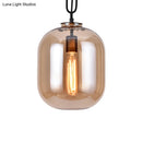 GobekUsa Smoke Gray/Cognac Glass Industrial Ceiling Pendant Lamp - 1 Head, 10"/14" Wide