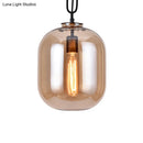 GobekUsa Smoke Gray/Cognac Glass Industrial Ceiling Pendant Lamp - 1 Head, 10"/14" Wide