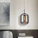 GobekUsa Smoke Gray/Cognac Glass Industrial Ceiling Pendant Lamp - 1 Head, 10"/14" Wide