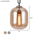 GobekUsa Smoke Gray/Cognac Glass Industrial Ceiling Pendant Lamp - 1 Head, 10"/14" Wide