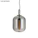 GobekUsa Smoke Gray/Cognac Glass Industrial Ceiling Pendant Lamp - 1 Head, 10"/14" Wide
