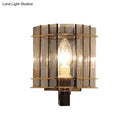 GobekUsa Smoke Gray Glass Rectangle Wall Sconce with Modern Panel Design - Bedside Lamp