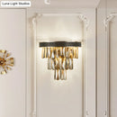 GobekUsa Smoke Grey LED Crystal Block Wall Sconce: Modern Lighting for Living Room