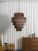 Smoked Striped Glass Tube Waterfall Chandelier