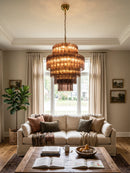Smoked Striped Glass Tube Waterfall Chandelier