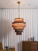 Smoked Striped Glass Tube Waterfall Chandelier