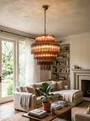 Smoked Striped Glass Tube Waterfall Chandelier
