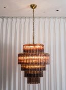 Smoked Striped Glass Tube Waterfall Chandelier