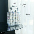 GobekUsa Clear Glass Vase Terrarium Handbag for Living Room Decoration