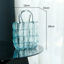 GobekUsa Clear Glass Vase Terrarium Handbag for Living Room Decoration
