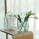 GobekUsa Clear Glass Vase Terrarium Handbag for Living Room Decoration