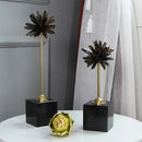 GobekUsa Crystal Handicraft Artificial Flower Metal Figurine Home Decor Accessory
