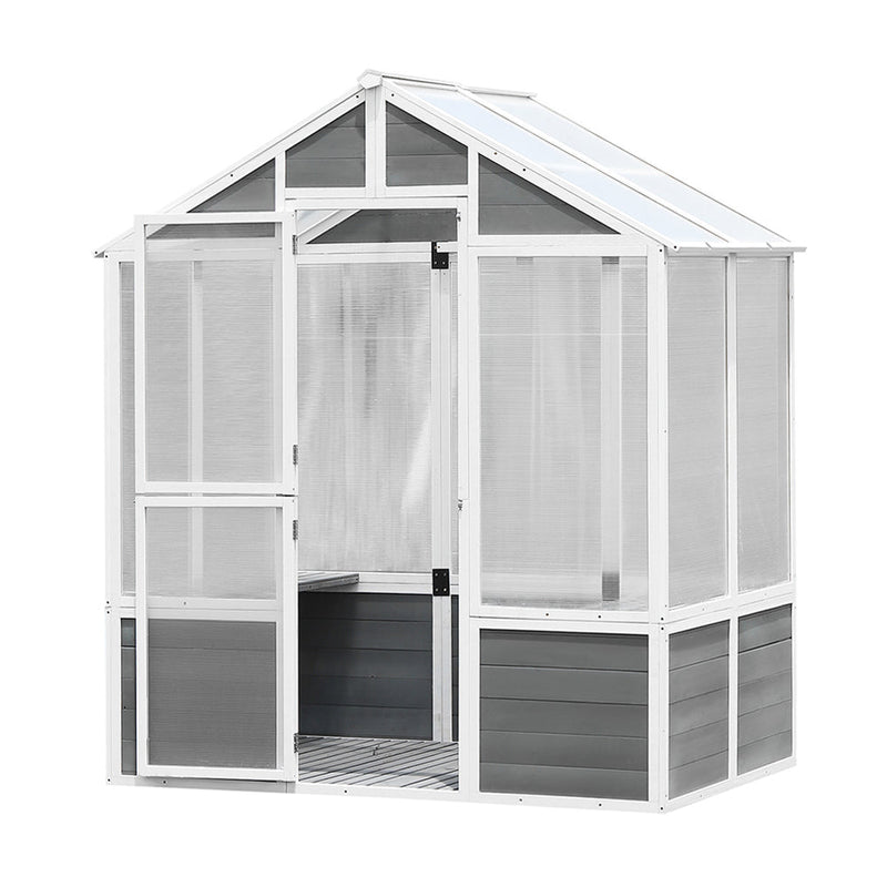Outdoor Walk-In Polycarbonate Garden Greenhouse With Drain Holes, 4x6FT (SAK51873)